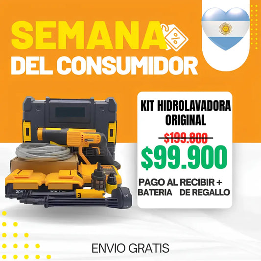 KIT ORIGINAL: Hidrolavadora Portatil + ACCESORIOS + 2 baterias de regallo 48V